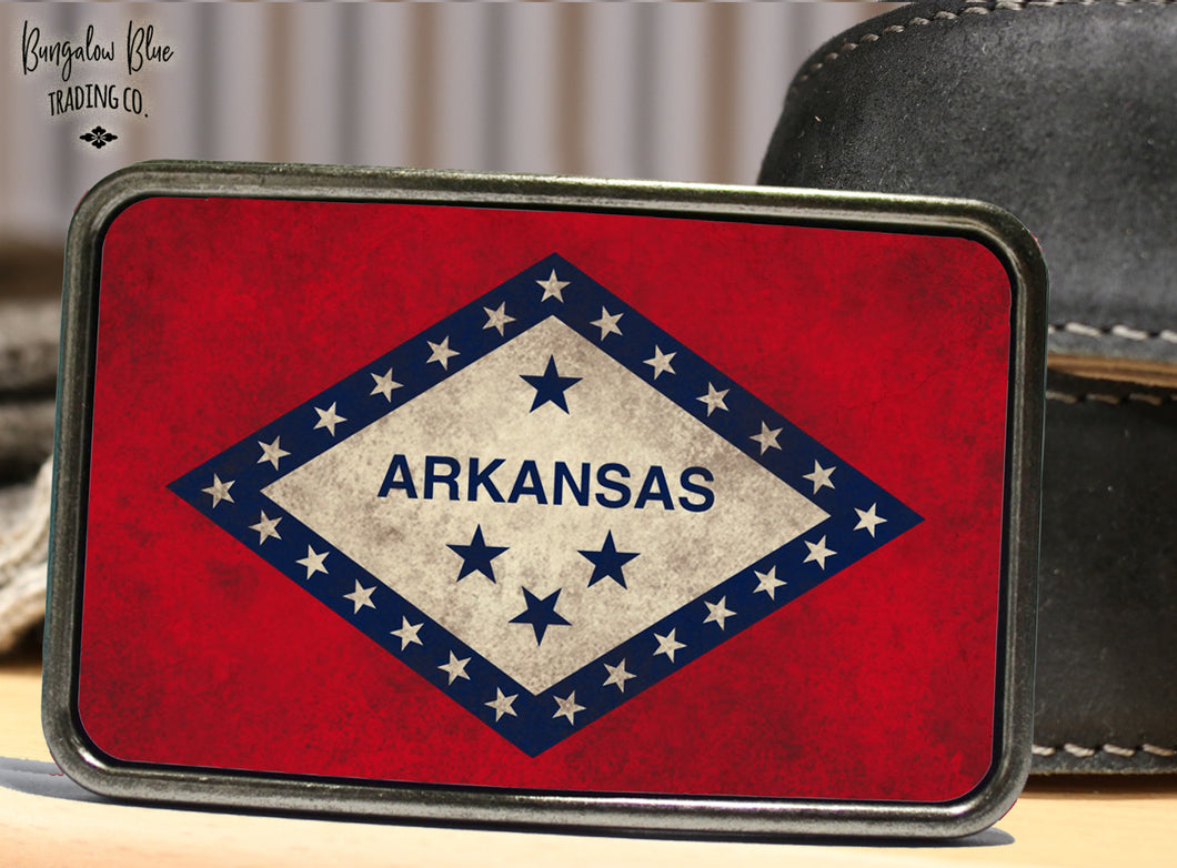 Arkansas Flag Belt Buckle
