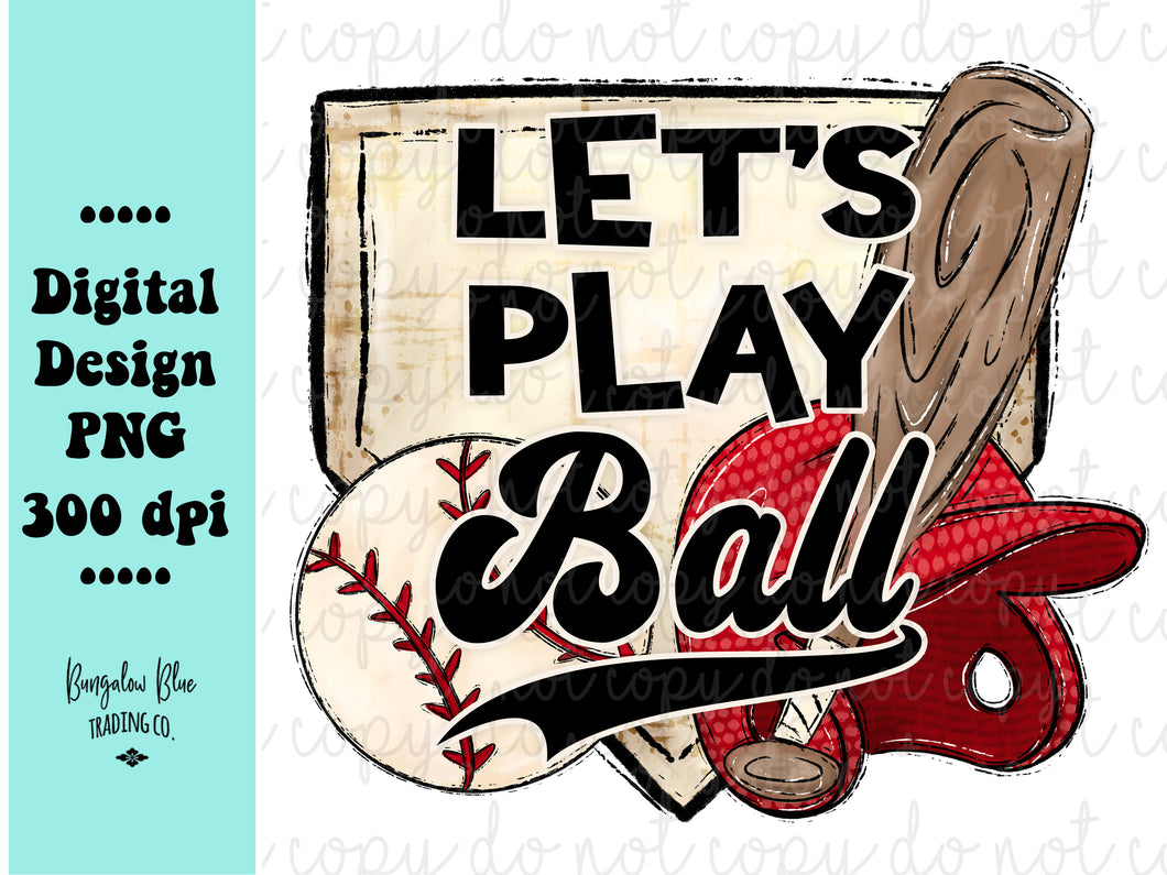 Let's Play Ball Cute Baseball - Digital Download