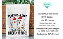 Load image into Gallery viewer, Making a List Funny Christmas Chicken Tea Towel
