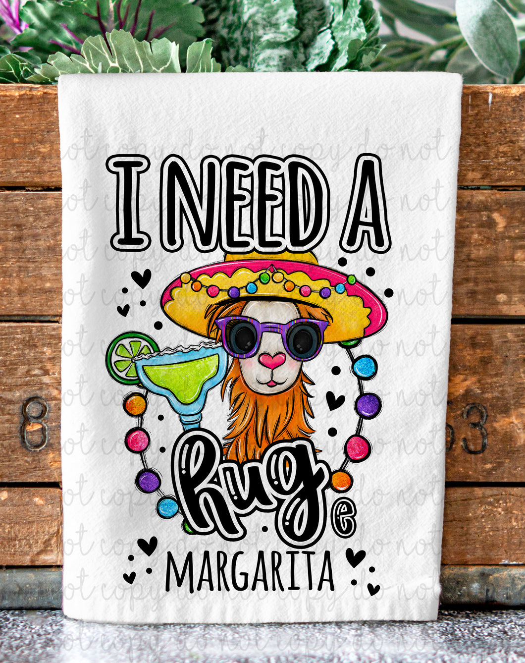 I Need a HUGe Margarita Funny Llama Tea Towel