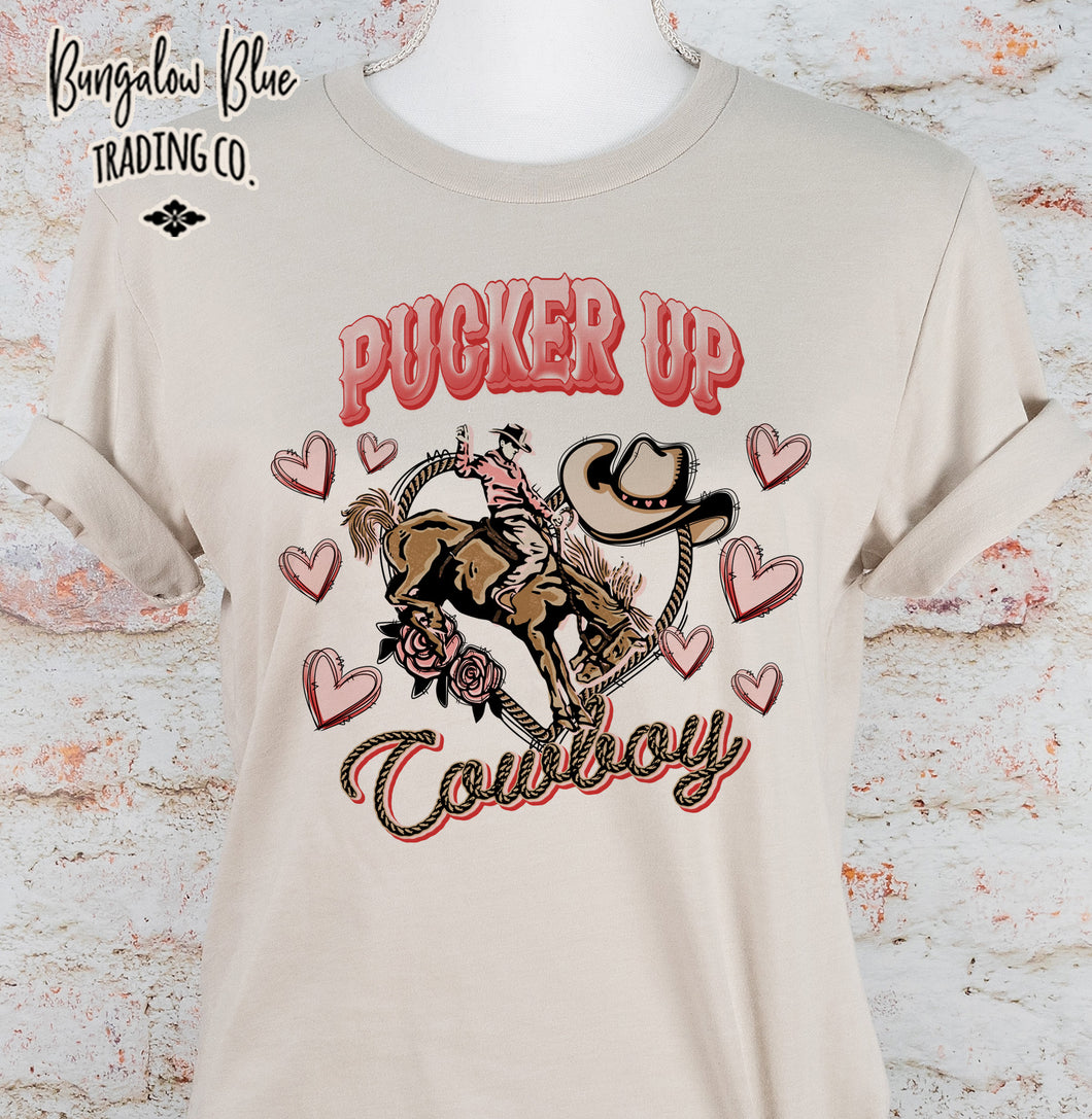 Pucker Up Cowboy Valentine T Shirt