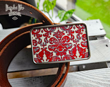 Load image into Gallery viewer, Red Damask Belt Buckle
