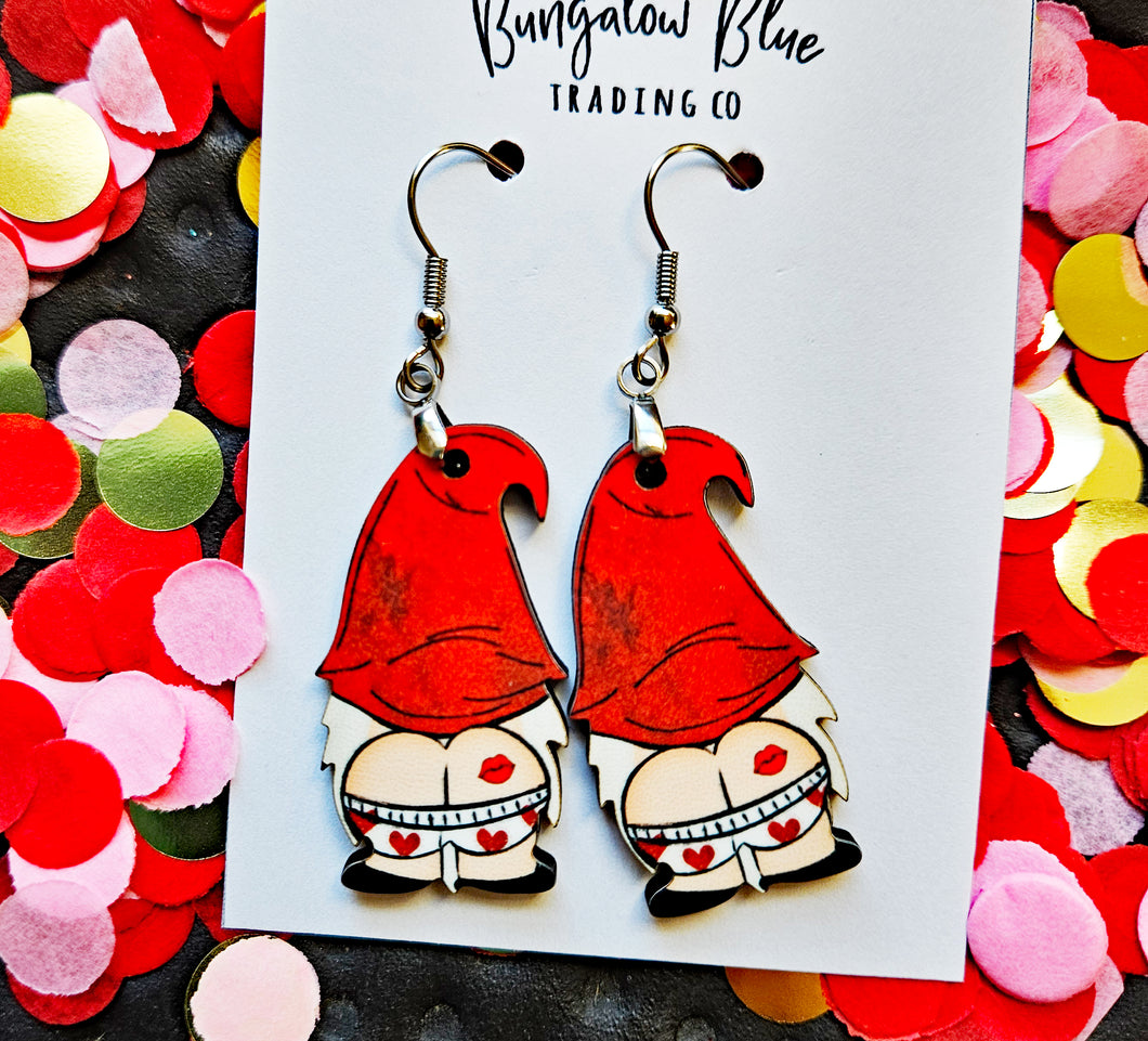 Valentine Gnome Butt Earrings - Love In Full Moon