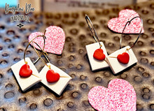 Load image into Gallery viewer, Valentine Love Letter Hoop Earrings
