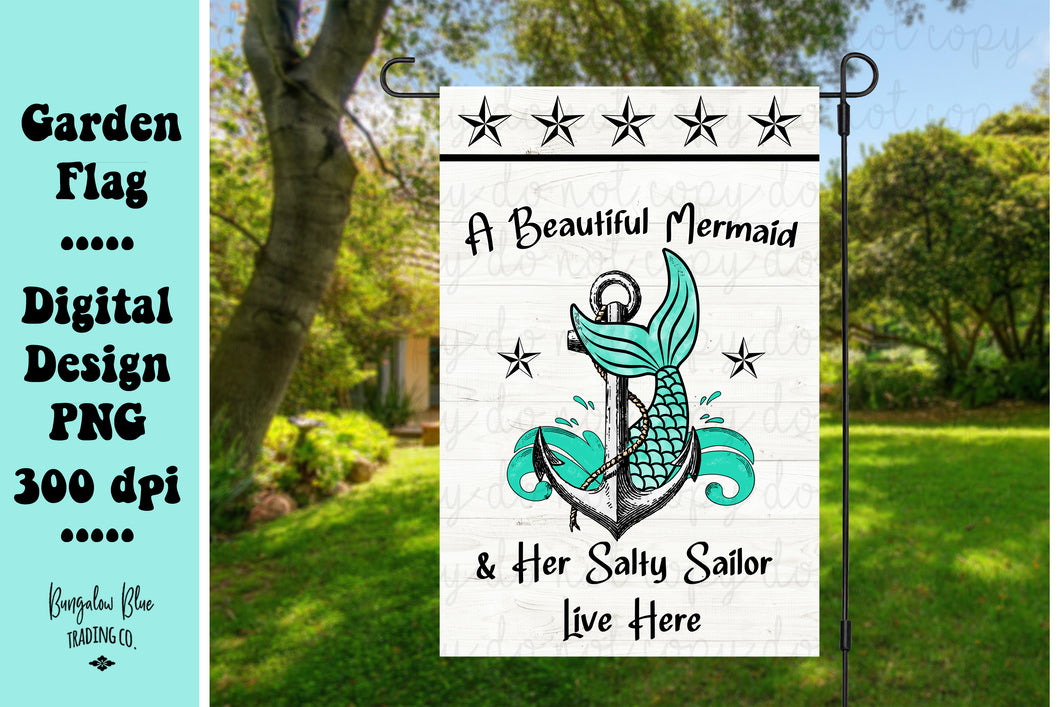 Mermaid Sailor Garden Flag Digital Download