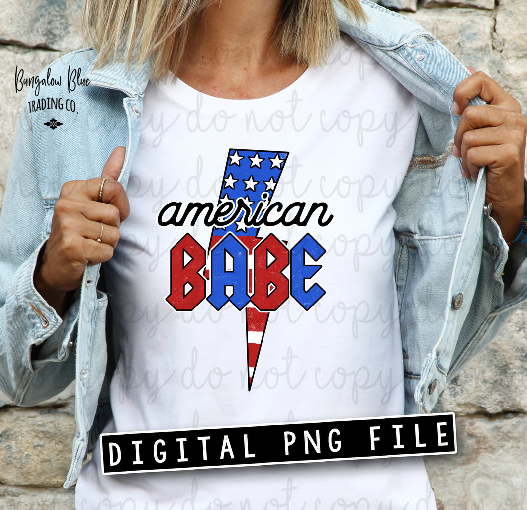 American Babe  4th of July Lightening Bolt Digital Download