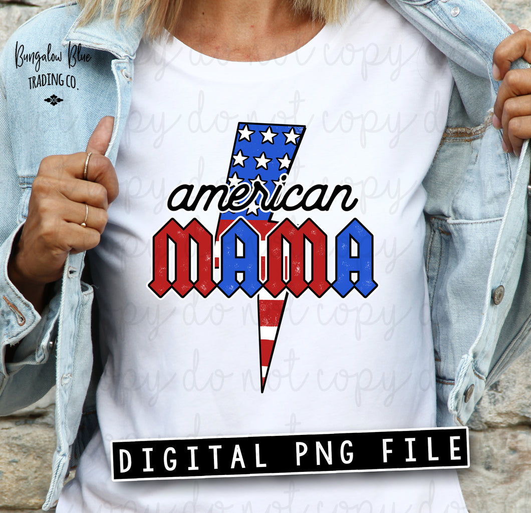 American Mama Lightening Bolt 4th of July Digital Download