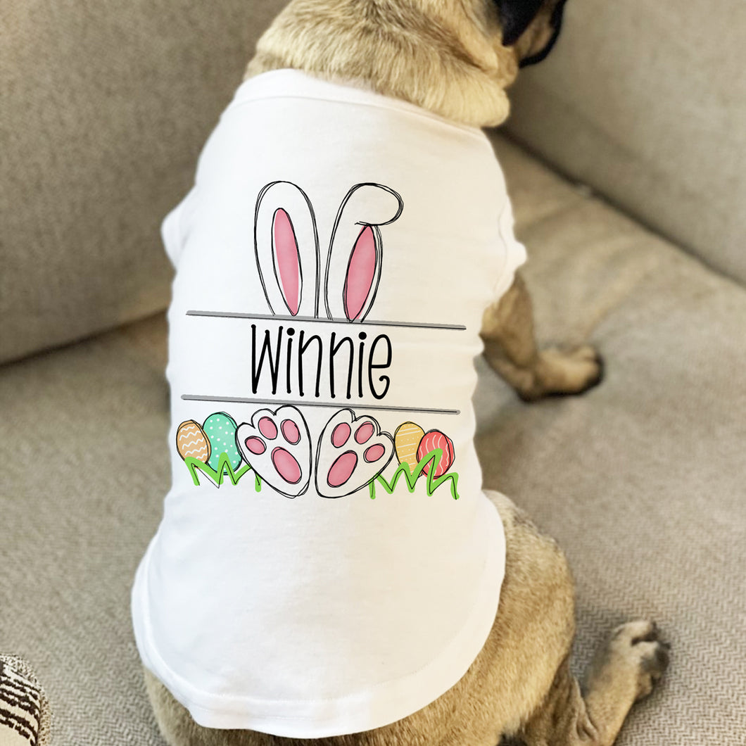 Whimsical Easter Bunny Personalized Pet T Shirt For Dogs