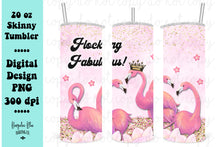 Load image into Gallery viewer, Flocking Fabulous Flamingo 20 oz Skinny Tumbler Seamless Design Wrap Digital Download
