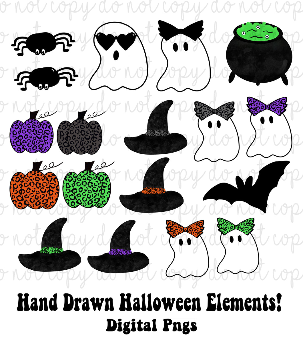 Hand Drawn Halloween Clipart Design Elements