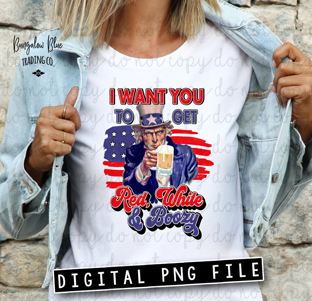 Uncle Sam I Want You To Get Red White & Boozy 4th of July Digital Download