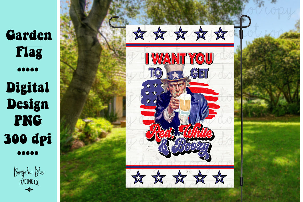 Uncle Sam Garden Flag I Want You To Get Boozy Party Banner