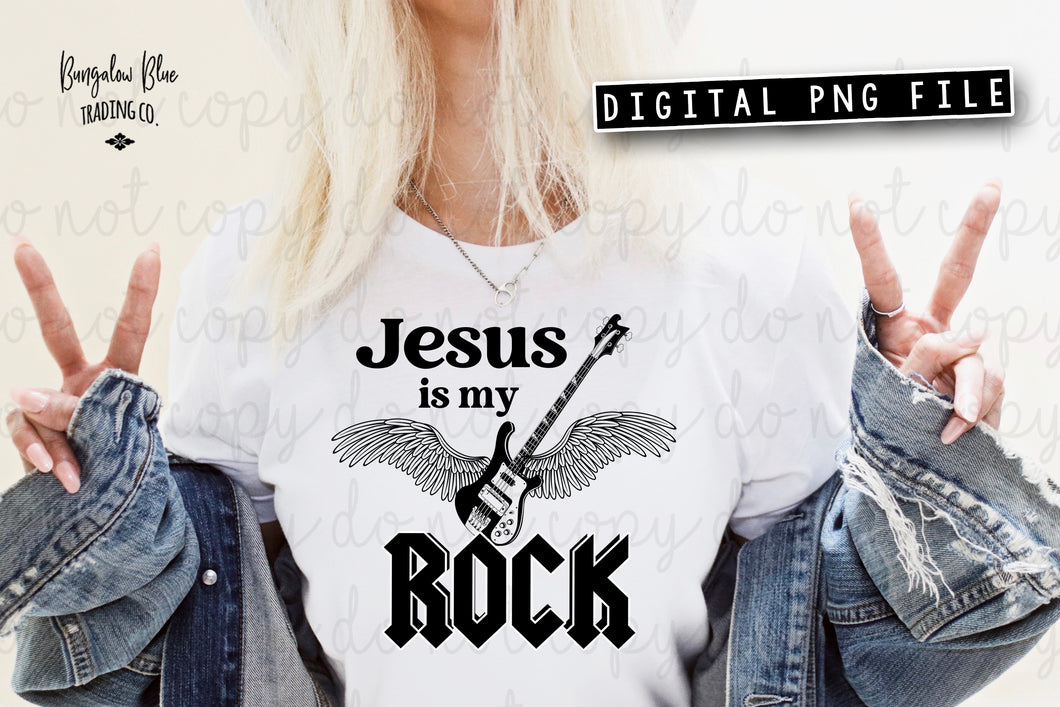 Jesus Is My Rock Guitar Wings Digital Design Download