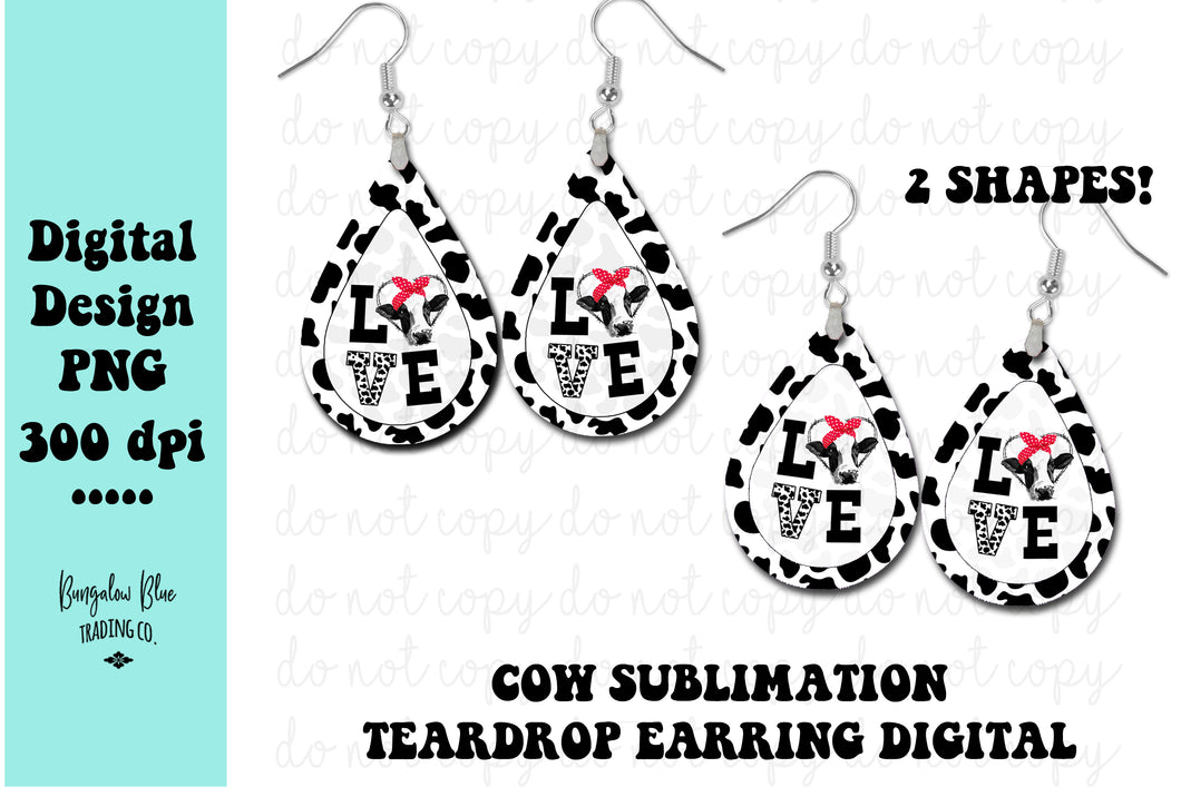 Love Cow Sublimation Teardrop Digital Download