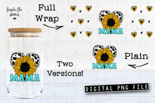 Load image into Gallery viewer, Mama Sunflower Cow Heart  Glass Can Tumbler Wrap Digital Download
