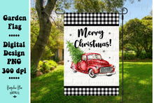 Load image into Gallery viewer, Merry Christmas Red Truck Garden Yard Flag Digital Download
