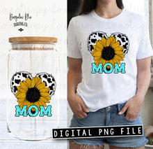 Load image into Gallery viewer, Mom Sunflower Cow Heart  Glass Can Tumbler Wrap Digital Download
