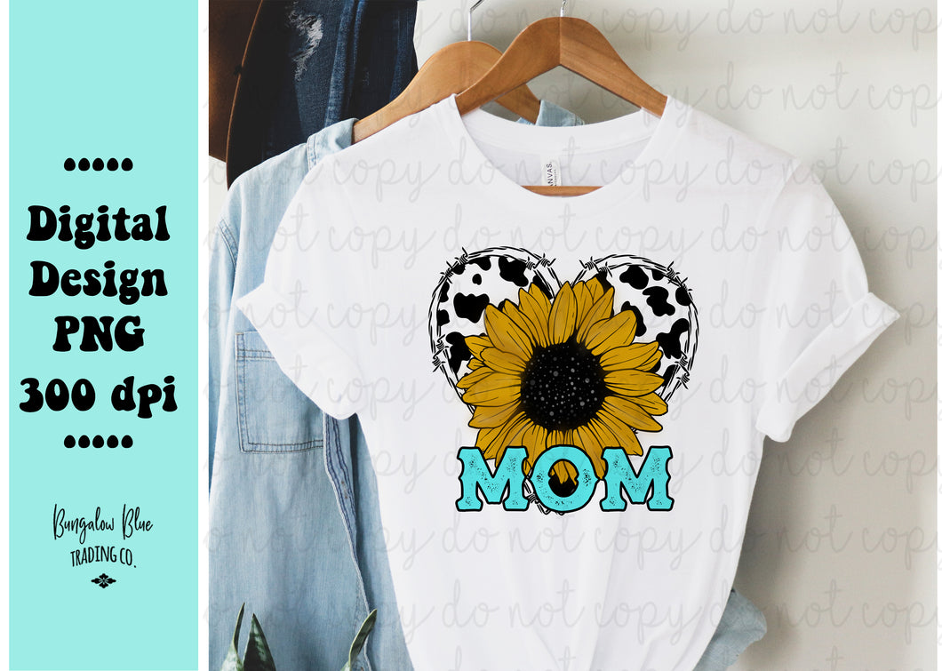Sunflower Cow Heart Mom- Digital Download