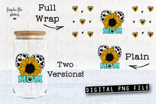 Load image into Gallery viewer, Mom Sunflower Cow Heart  Glass Can Tumbler Wrap Digital Download
