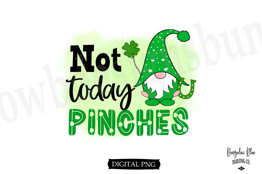 Not Today Pinches. Patrick's Day Gnome Digital Download