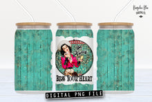 Load image into Gallery viewer, Oh Honey Bless Your Heart Cowgirl Glass Can Tumbler Wrap Digital Download
