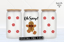 Load image into Gallery viewer, Oh Snap Gingerbread Man Glass Can Tumbler Wrap Digital Download
