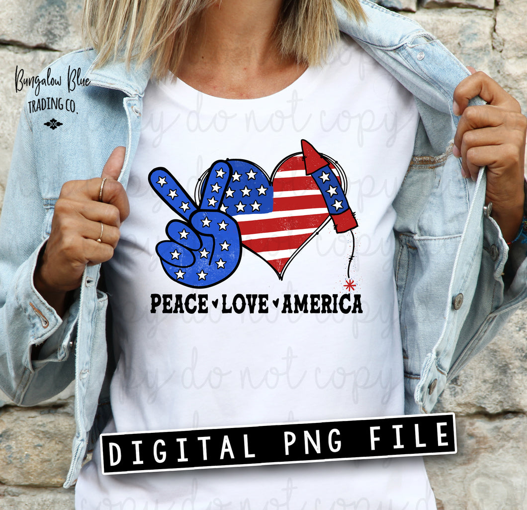 Peace Love America  4th of July Digital Download