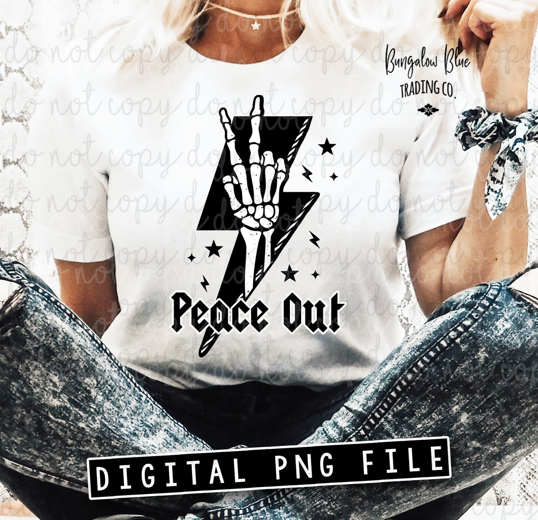 Peace Out Skellie Hand Lightening Digital Download