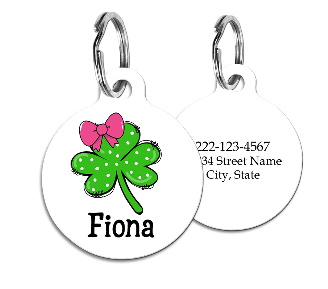 Cute Shamrock Pet ID Tag for Cats & Dogs