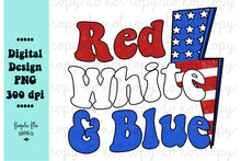 Load image into Gallery viewer, Red White &amp; Blue Lightening Bolt  4th of July Digital Download
