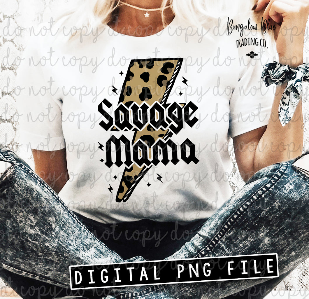 Savage Mama Leopard Lightening Bolt- Digital Download