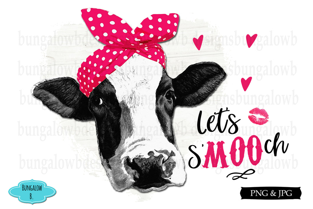 Let's Smooch Valentine Cow Digital Download