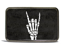 Load image into Gallery viewer, Rock and Roll Skeleton Belt Buckle - Skellie Hand Design
