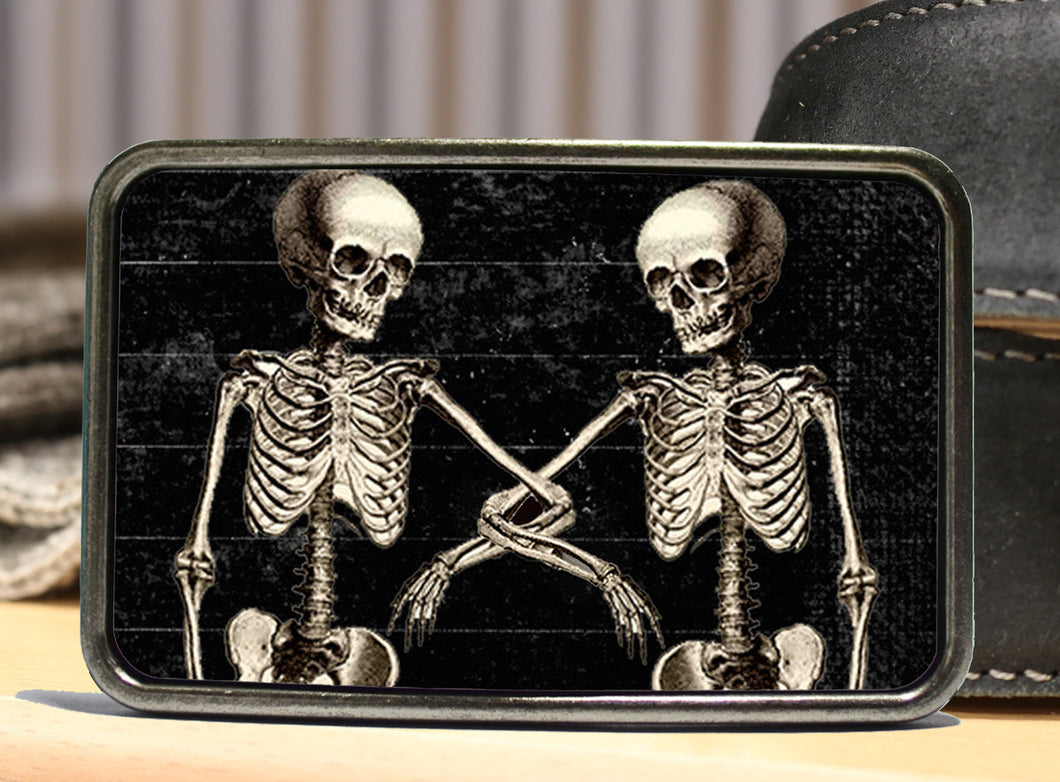 Skeleton Friends Belt Buckle - Skellie Duo Design