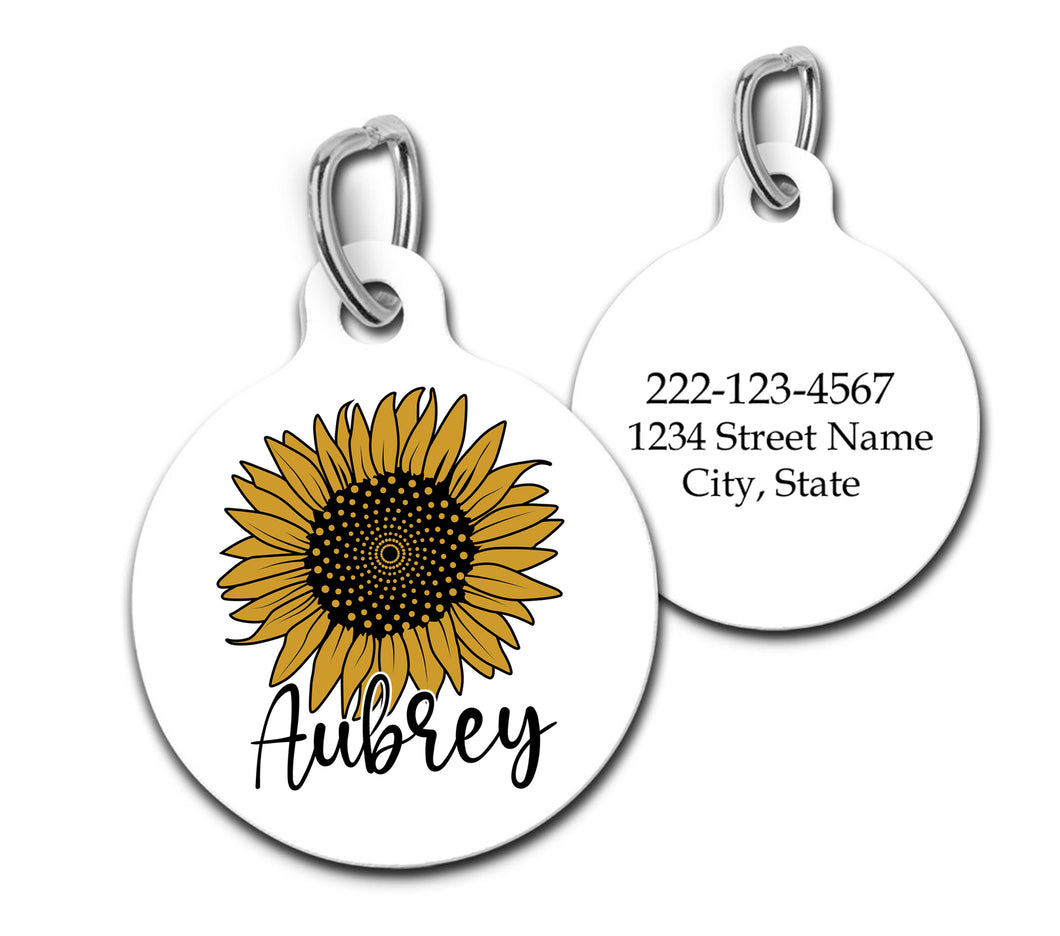 Personalized Sunflower Pet ID Tag